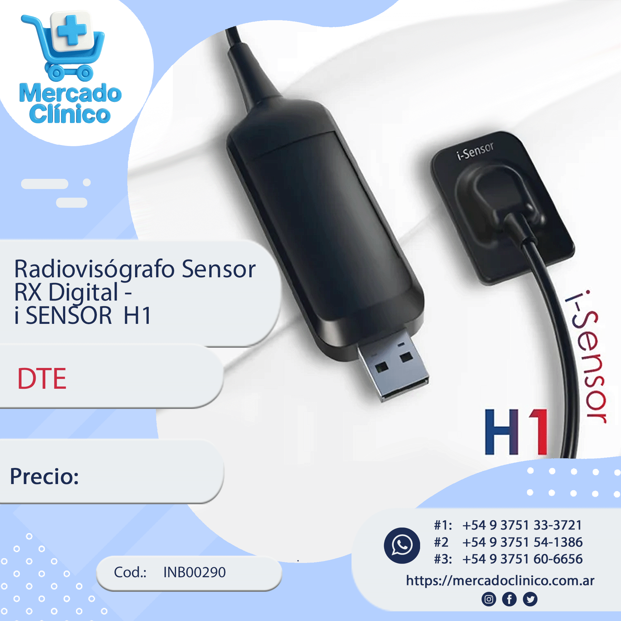Radiovisógrafo / RVG / Sensor RX Digital - i SENSOR  H1 - DTE