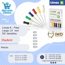 Limas K - 21 mm X6 - Tamaños: #15 #20 #25 #35 #40 - IMD