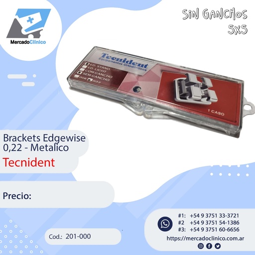 [201-000] Brackets Edgewise 0,22 -  Sin ganchos - Standard - 201-000 - Tecnident 
