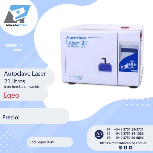 [13865] Autoclave 21 Litros - con bomba de vacio - Egeo