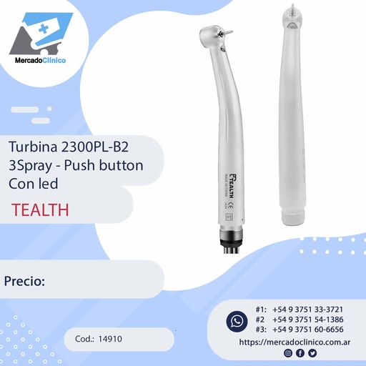 [14910] Turbina 2300PL-B2  (TPL3-W-B2) 3Spray - Push button Con led - TEALTH