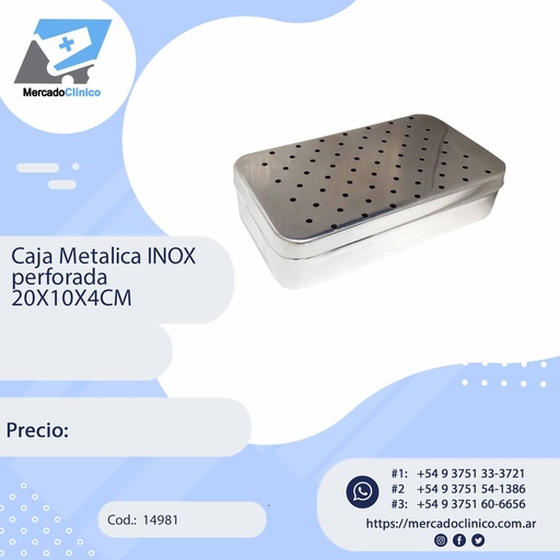 [14981] Caja perforada metalica INOX 20x10x4 cm