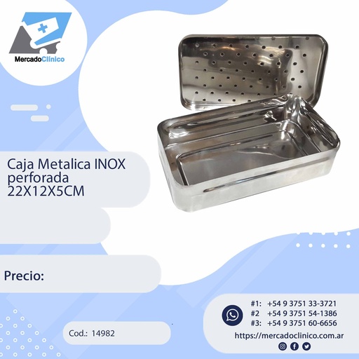 [14982] Caja perforada metalica INOX 22x12x5 cm