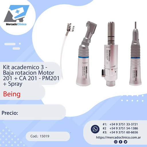 [15019] Kit academico 3 - Baja rotacion Motor 201 + CA 201 - PM201 + Spray - BEING