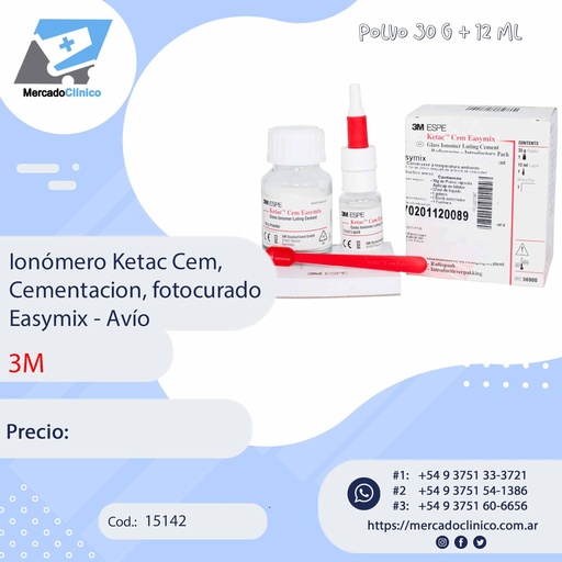[15142] Ionómero Ketac Cem,  Cementacion, fotocurado Easymix - Avío - 3M