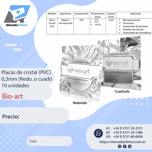 [PVC-03] Placas de Cristal ( PVC ) 0,3mm - Bioart