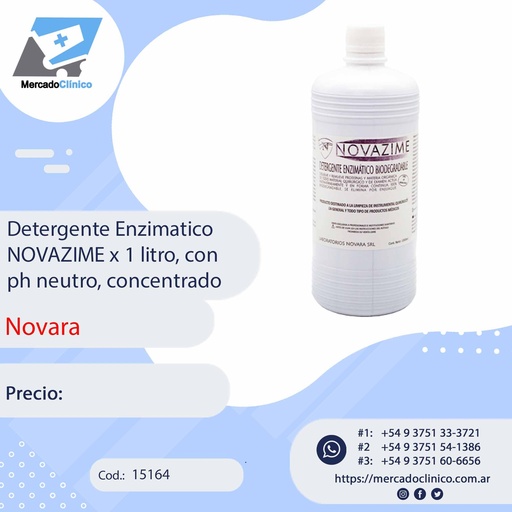[15164] ​NOVAZIME Detergente Enzimático x 1 litro, con pH neutro, concentrado - Novara