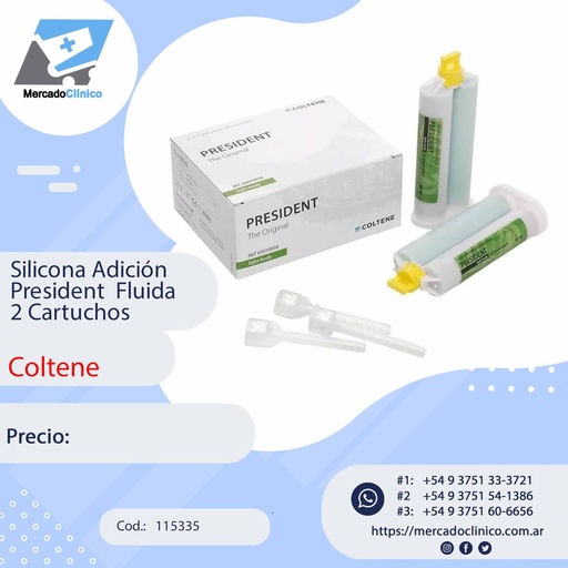 [15335] Silicona Adición President  Fluida 2 Cartuchos - COLTENE