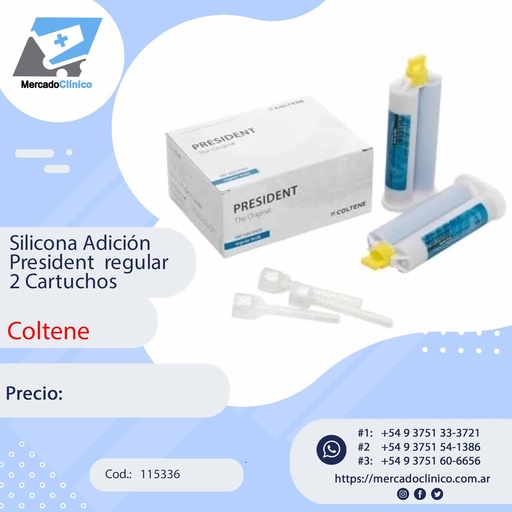 [15336] Silicona Adición President  regular 2 Cartuchos - COLTENE
