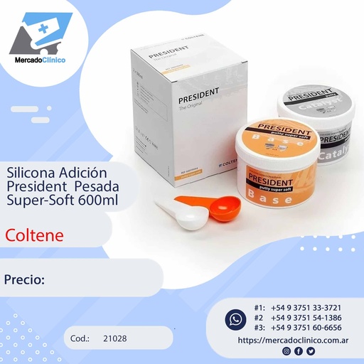 [21028] Silicona Adición President  Pesada Super-Soft 600ml - COLTENE