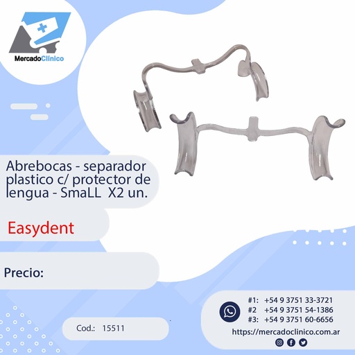 [15511] Abrebocas - separador plastico c/ protector de lengua - SmaLL  X2 un. - Easydent
