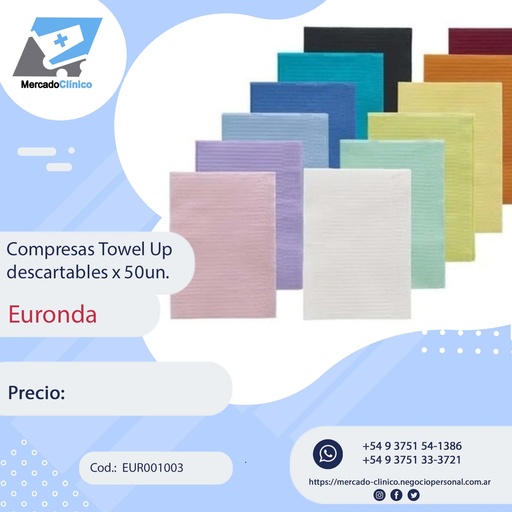 [EUR001003] Compresas Descartables 50 Unidades - Towel up - EURONDA