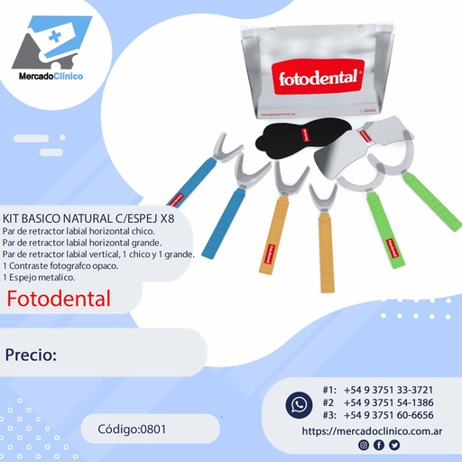 [0801] Kit basico separadores c/6 unid y 1 espejo y 1 contrastador - FOTODENTAL