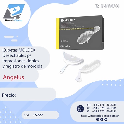 [15727] Cubetas MOLDEX Descartable p/ Impresion dobles y registro de mordida -12u - Angelus