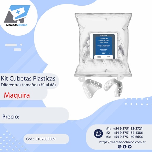 [0102005009] Kit de cubetas Plasticas (#1 al #8) - Maquira