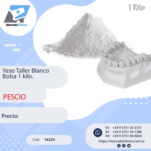[16224] Yeso Taller Blanco - Bolsa 1 kilo - Pescio